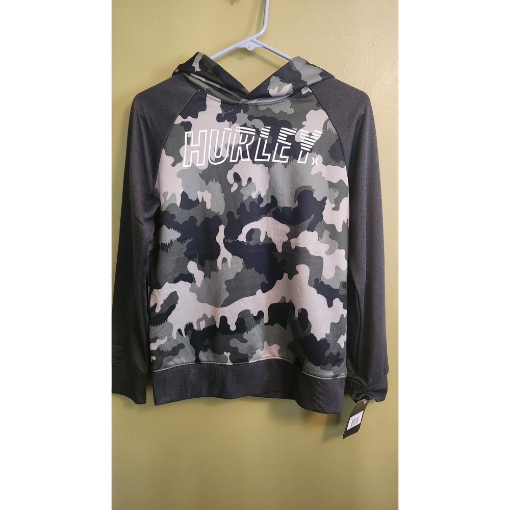Hurley H20 Dri Green/camo Long Sleeve Hoodie Boys Lg‎